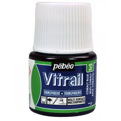 Farba witrażowa do szkła Pebeo Vitrail 45ml, Niebieska/37 Cobalt Blue transparentna